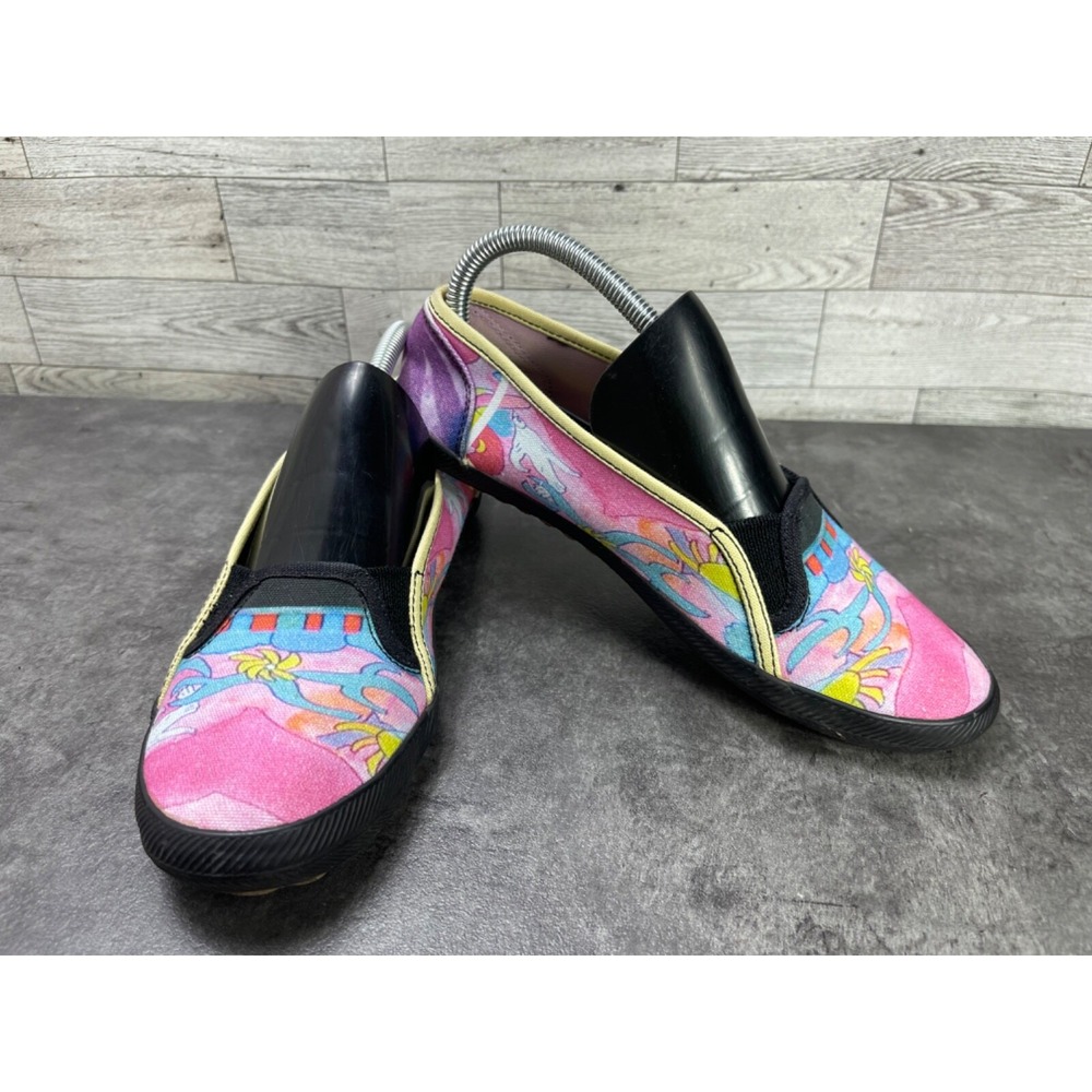 Keds Custom Retro Slip On Sneakers Women 6.5M Shoes Pink Blue Canvas Comfort